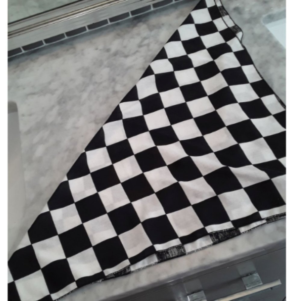 Black and white checker print bandana face mask
